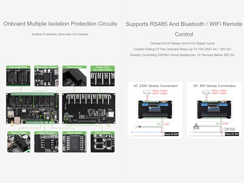 Industrial 8-Ch ESP32-S3 WiFi Relay Module, Onboard RS485, Digital Input, Relay, Ethernet Port and Multiple Insulation Protection Circuits, Supports RS485 and Bluetooth/WiFi Remote Control
