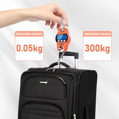 Digital Hanging Scale, 300 kg Mini Portable Scales with Hooks, LCD Display Suitcase Scales Digital with Hooks, Luggage Scales Support Load Scale, Spring Scales for Suitcases, Fishing, Hunting