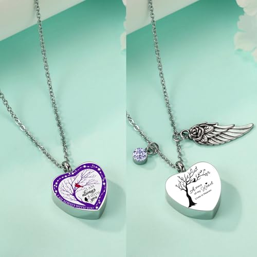 RIPFEVURN Small Mini Urns for Human Ashes Keepsake Adult Female Male Tree of Life Cremation Jewelry Urn Necklaces for Ashes for Women Men Set of 6(Purple) Set of 6-Purple