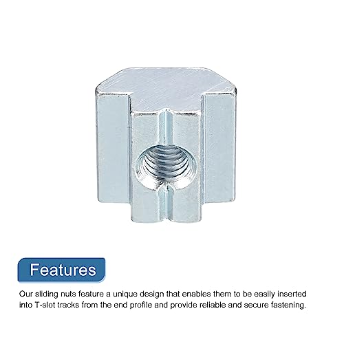 uxcell 30-piece silver M8 T nuts, nickel-plated carbon steel hammer head fasteners for 4545 aluminum extrusion profiles