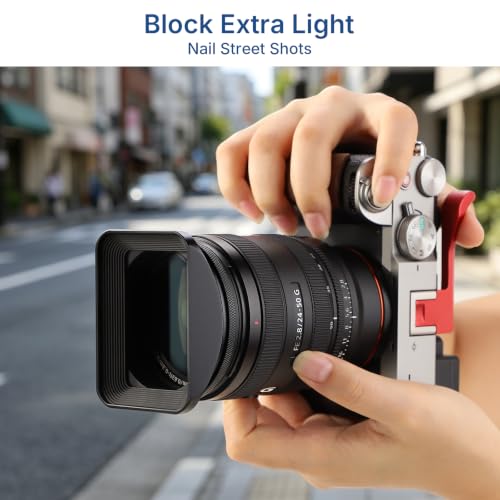 Haoge 72mm Square Metal Screw-in Mount Lens Hood Shade with Cap for 72mm Canon Nikon Sony Leica Leitz Carl Zeiss Voigtlander Nikkor Panasonic Fujifilm Olympus Lens and Other 72mm Filter Thread Lens