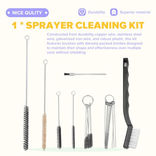 Sprayer Cleaning Kit 17 Pcs Multi-Purpose Paint- Brush Cleaner Tool with Nylon Tube Brushes and Needles