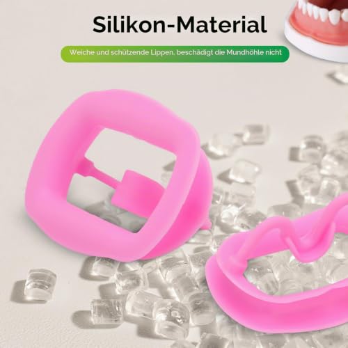 2 Pieces Dental Mouth Openers Reusable Autoclavable Silicone Teeth Whitening Cheek Holder Lip Holder for Dentist Mouth Inspection Mouth Guard Challenge Game (Pink) Pink