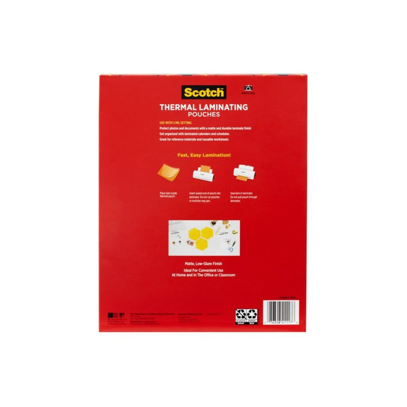 [Australia - AusPower] - Scotch Matte Thermal Laminating Pouches, Ultra Clear with Matte Finish, Letter Size 8.9 in x 11.4 in, 50-Pack 