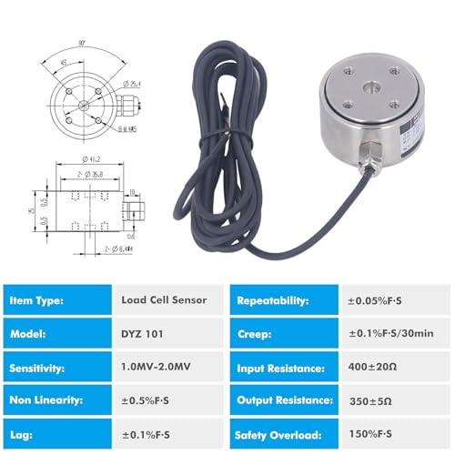 100kg/200kg/300kg/500kg Load Cell Sensor, Column Load Cell Weight Sensor Force Sensor Tension Compression Load Cell Pressure Sensor Stainless Steel Industrial Weighing Sensor(500kg)