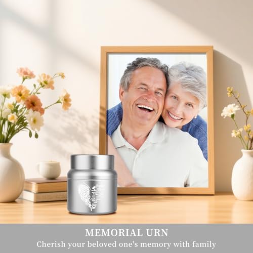 Small Urns for Human Ashes Cremational Keepsake, 2.2 Inches High Silver 1 Pack Silver