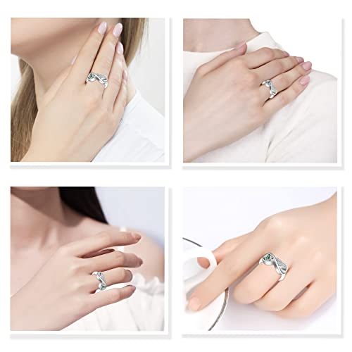 Infinite Feather 12 Birthstone Mini Ring Hold Loved Ones Ashes Cremation Urn Ring for Women Finger Ring Memorial Jewellry May-size 7