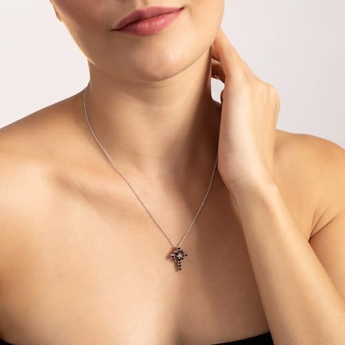 Silvershake White Gold Plated 925 Sterling Silver Cross Pendant with 18 Inch Chain Necklace Genuine Peridot rhodium (white gold plated)