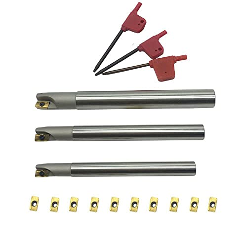 BAP 300R C10-10+C12-12+C16-16 CNC Indexable End Mill Holder Tool+10Pcs APMT1135 CNC Carbide Insert Cutter Indexable Lathe Milling Inserts Turning Tools