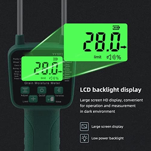[Australia - AusPower] - Pwshymi Grain Moisture Tester with Probe, Digital Grain Tester, Auto Shutdown Wheat Meter Easy Portable Backlight Voice Broadcast for Monitoring and Ensuring Optimal Dry Food Quality 