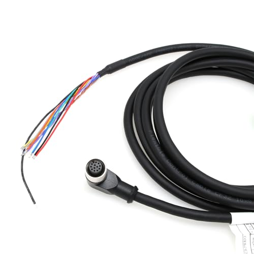 M12 12 Pin Female Right Angle I/O Cable for GigE Camera, Cognex in-Sight, Machine Vision Automation, 10m Right-angle
