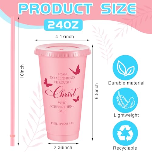 Uiifan 30 Pcs Christian Gifts Cups Bulk for Women, Fresh Color, Bible 24 oz - Bible