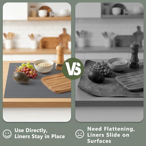 Anze Adhesive Shelf Liner for Kitchen Cabinet, 11.8 x 393.7 in, Gray Sticky Gray 11.8"W x 393.7"L