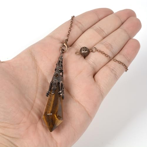 Natural Yellow Tiger Eye 12 Faceted Therapy Healing Dowsing Divination Chakra Reiki Point Pendulum 3 inch