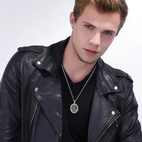 Jesus Medal/Saint Michael/Saint Francis/Saint Necklace S925 Sterling Silver Seiyang Saint Necklace Amulet Medal Pendant Catholic Religous Protection Jewelry Gift for Men Women A-Saint Francis Necklace