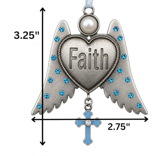Faith Hope Love Angel Ornaments Set of 3 – Jeweled Angel Christmas Ornaments with Inspirational Hanging Charms – Guardian Angel Keepsakes for Tree, Memorial, Sympathy, Christian Gifts, Holiday Decor