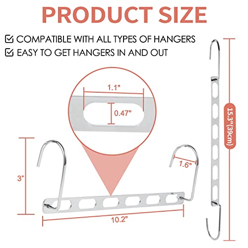 Metal Space Saving Hangers for Clothes, Collapsible Hanger Organizer 12Pack Chrome Metal