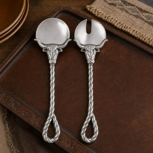 Arthur Court Longhorn Serving Set - Premium Aluminum Figural Spoon - Western Decor - 12 Inch