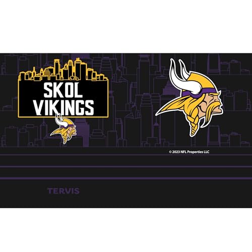 Tervis Traveler NFL Minnesota Vikings - Skol Vikings Slogan Triple Insulated Tumbler Travel Cup Keeps Drinks Cold & Hot, 20oz, Stainless Steel Multicolor