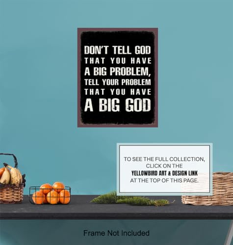Religious Saying Wall Art - masculine Christianity - Christian Gifts for Men - Faith Wall Decor - Jesus God Motivational poster - Living room Home Office Man cave - spiritual Inspirational Home Decor
