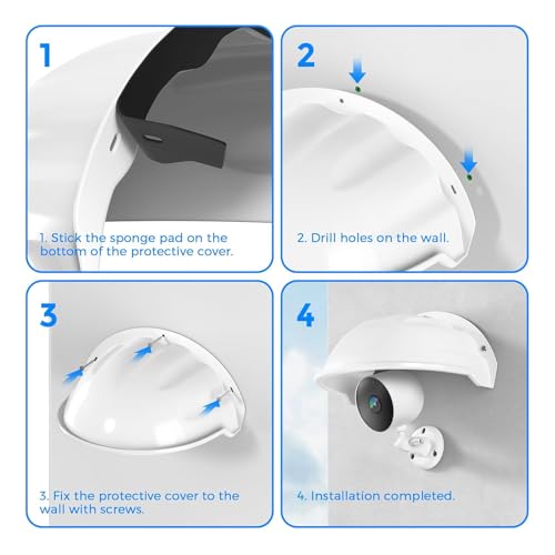 Universal Security Camera Cover Sun & Rain Shield – Weatherproof Protective Roof for Dome/Bullet Outdoor Cameras, Doorbells and More (2X White) 2x White