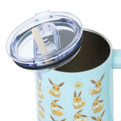 Silver Buffalo Pokémon Flower Cafe Eevee, Stainless Steel Tumbler, 30oz
