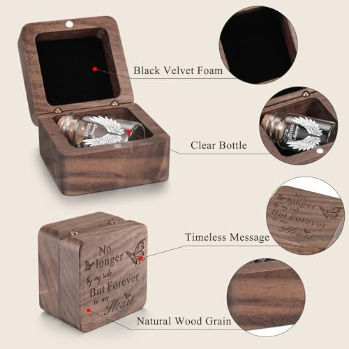 SOITIS Wooden Box for Ashes Glass Small Urn for Human Ashes Keepsake Wings White