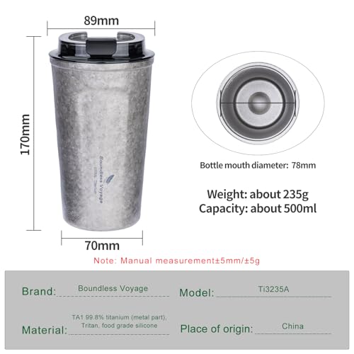 iBasingo 17oz / 500ml Titanium Travel Coffee Tumbler Ti3235A 500ml tumbler Ti3235A
