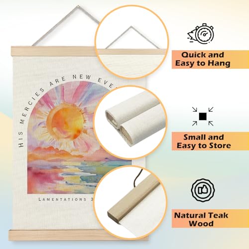 JINYO Christian Wall Decor, Inspirational Christian Wall Art Poster, His Mercies are New Every Morning Bible Verses Scripture Canvas Prints Wall Decor for Home Office Church, 16x24 Inches Bible Wall Art-3