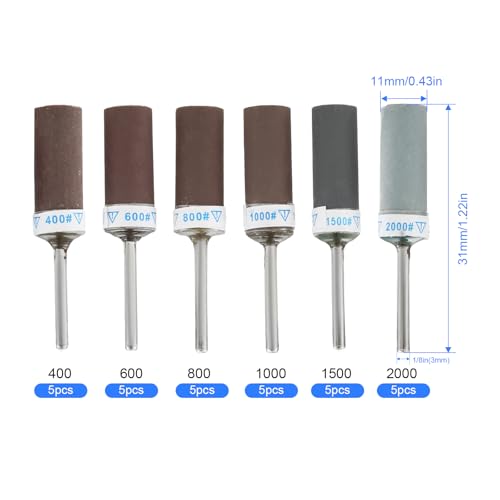 dophee 30PCS Sanding Drums Bits with 1/8" Shank for Rotary Tool