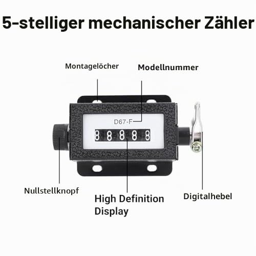 5-Digit Mechanical Counter Manual Manual Pull Counter Resettable 0-99999 for Baling Press Textile Industry and Mechanical Engineering
