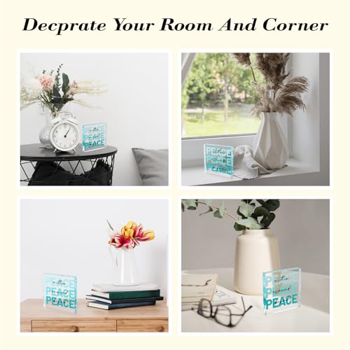 Teal Peace Inspirational Figurine 4x4 Inch Desk Decor Teal