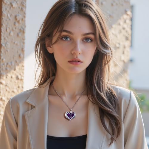 Cremation Jewelry Angel Wing Heart Urn Pendant Necklaces for Women Crystal Heart Urn Necklace with Mini Keepsake Urn Memorial Ash Jewelry