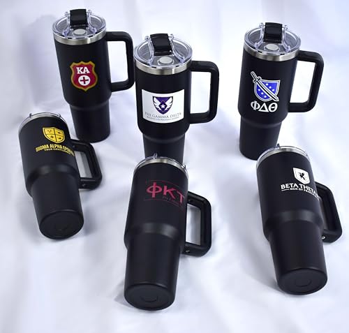 Sorority Shop Theta Chi Fraternity 40oz Tumbler with Handle - Quality Engraved Tumbler for Fraternity Brothers - Insulated Tumbler to Keep Your Drinks Cold or Hot for Hours