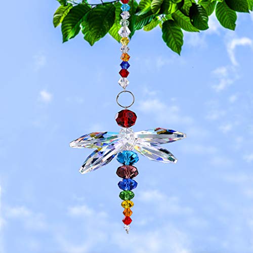 Hanging Dragonfly Pendant and 3pcs Evil Eye Suncatchers with Crystal Prism Balls Window Hanging Decoration