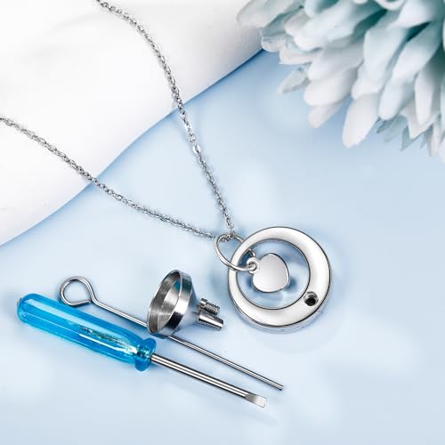DAYLINLOVE Circle of Life Urn Necklace for Ashes 925 Sterling Silver Eternity Memorial Urn Pendant Always in My Heart/Paw Cremation Jewelry Keepsake for Men Women