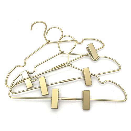12.6" Children Gold Clothes Hangers with Clips,10 Pack,Newborn Kids Non Slip Durable Space Saving Clothes,Standard Hangers Heavy Duty Saving Space