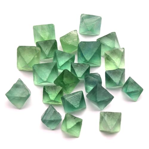 Erliway 1PC Green Fluorite Octahedron Crystal Stone for Reiki, 0.9-1.2''