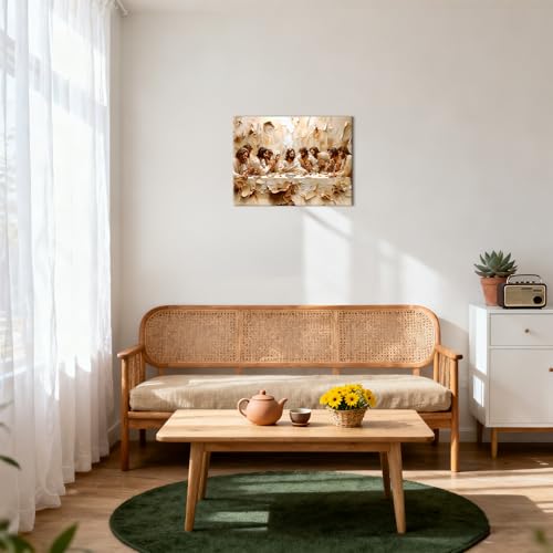 Jesus Last Supper Wall Art, Christian Wall Decor, Jesus Canvas Prints Painting Religious Bible Artwork Christ Home Decor Pictures for Dining Room Prayer Room 12x16 inch Framed 16"L x 12"W
