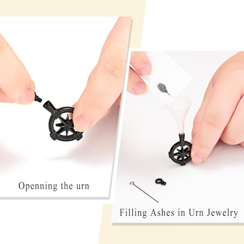 Oinsi Compass Cremation Pendant Necklace For Ashes For Men Women Stainless Steel Memorial Urn Jewelry Keepsake Holder Necklace Black