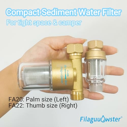 FilaguuAwster MINI brass inline washing machine water filter with sediment filter housing and faucet mount fittings