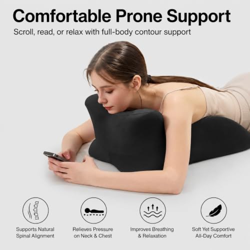 Black wedge support pillow with 27° memory foam for reading and bed rest from TWEJMZU, providing comfortable back support.
