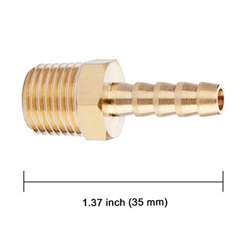 [Australia - AusPower] - U.S. Solid Brass Hose Fitting, Adapter, 1/4" Barb x 1/8" NPT Male Pipe Fitting 1/4" Barb x 1/8" NPT Male, 1 pcs 
