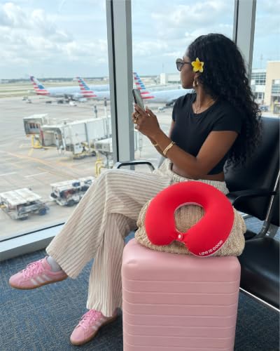 Life is Good Neck Pillow with Soft Memory Red