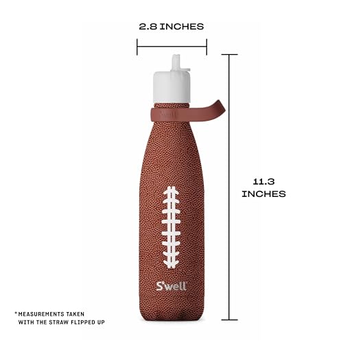 S'well Stainless Steel Water Bottle with Flip Straw Cap and Handle, 17oz, End Zone, Triple Layered Vacuum Insulated Containers Keeps Drinks Cold for 36 Hours and Hot for 10, Perfect for On the Go 17 Ounces