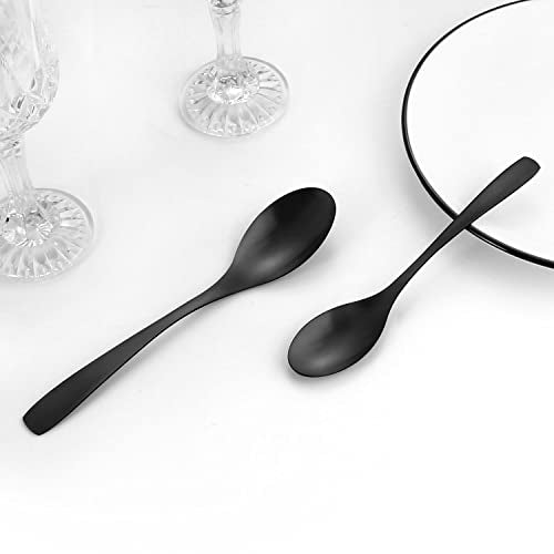 Matte Black Silverware Set, Bysta 20-Piece Stainless Steel Flatware Cutlery Set for 4, Satin Finish, Dishwasher Safe, Nice Box Package Matte Black