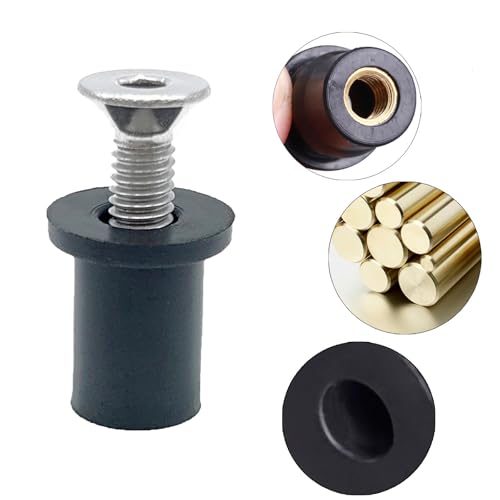 MAYEHAY 48 pairs M5 black neoprene rubber well nuts with brass inserts for kayak, 5mm nut and bolt assortment