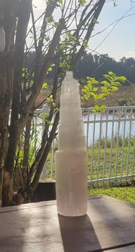 Pachamama Essentials Large Selenite Tower 8" Tall Skyscraper Healing Crystal Stone Reiki Meditation Energy Protection