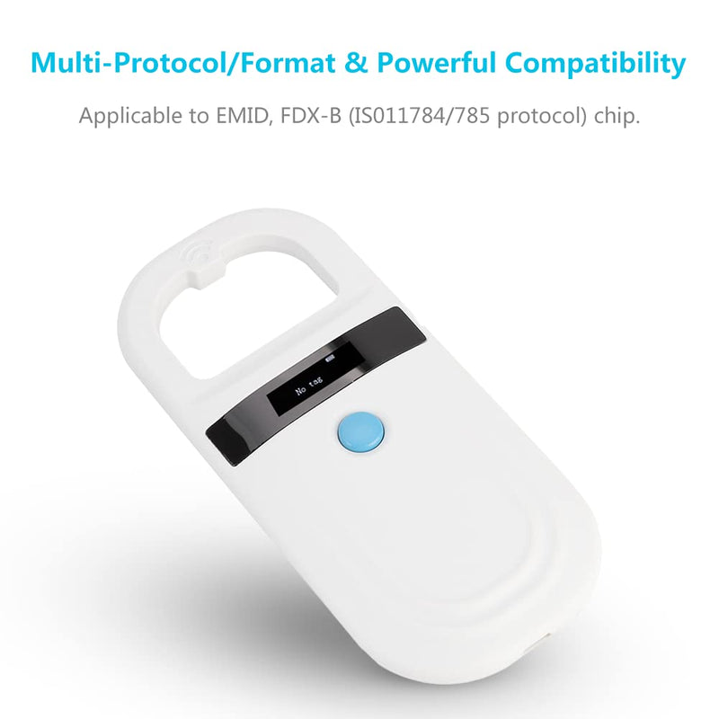 [Australia - AusPower] - Dog Microchip Reader, Pet Microchip Scanner with OLED Display Screen, Pet Chip ID Scanner Supports FDX-B (ISO11784/11785) and EMID Microchips, for Animal Management 