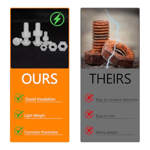AvrestYPT nylon hex head screws, bolts, nuts and washers assortment set in M2–M6 sizes